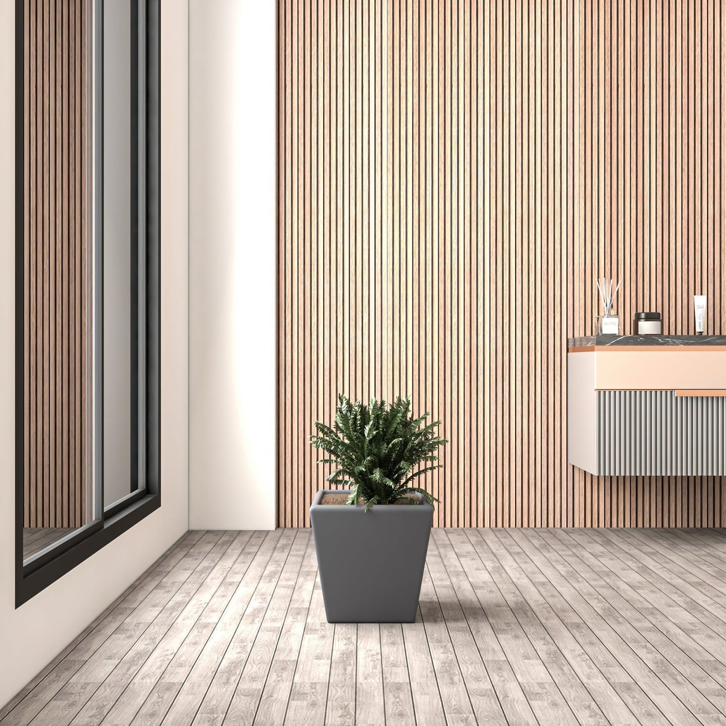 Blossom Fiberstone Tapered Square Planter Pot in Dark Grey