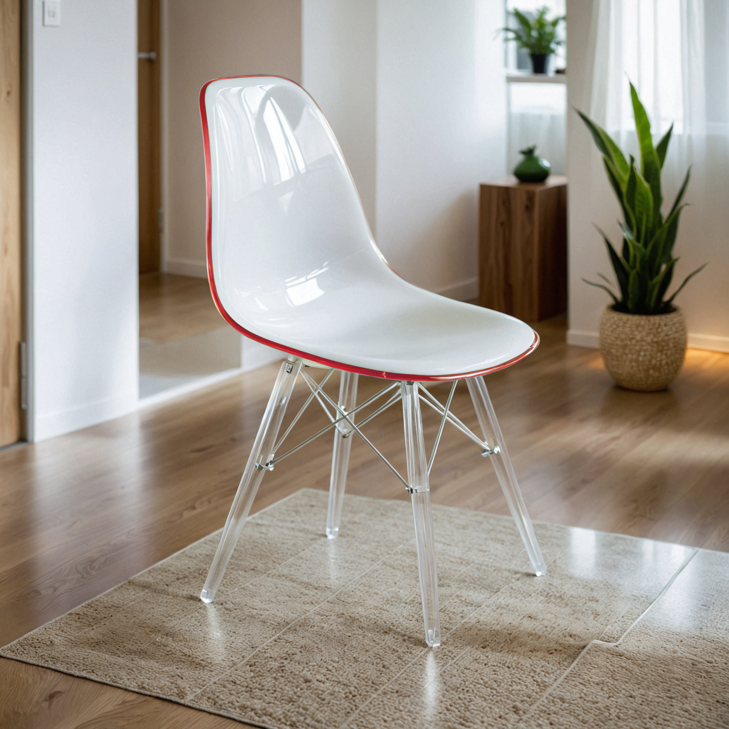 Cresco Modern Dining Chair Molded Side Chair with Acrylic Base