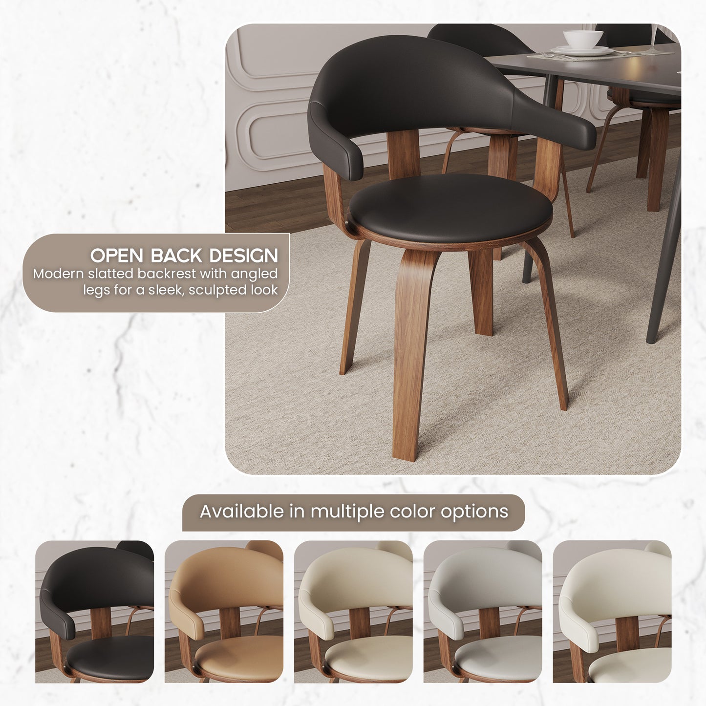 Brivo Modern Wooden Dining Chair With Walnut Color Frame