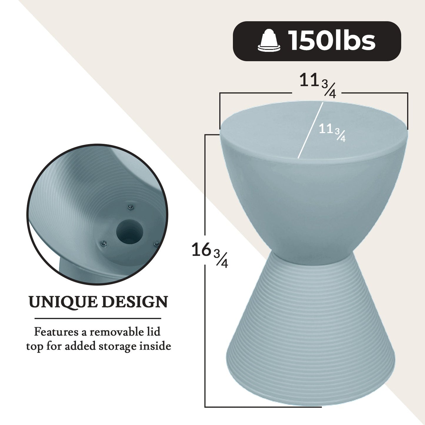 Boyd Storage Round Side End Table in Polypropylene Plastic