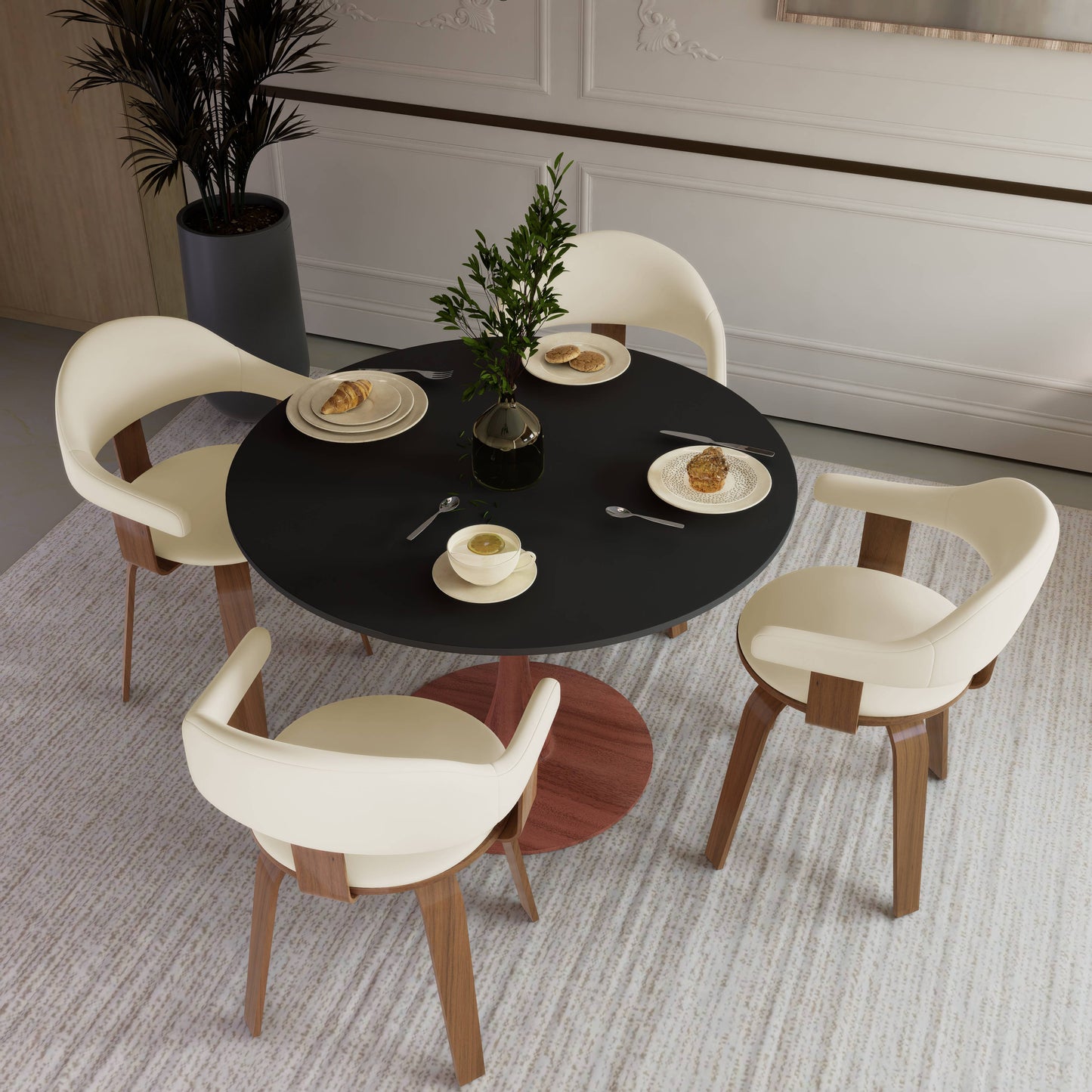 Bristol 35" Round Dining Table Wood Transfer Cherry/Natural/Walnut Base with MDF Table Top