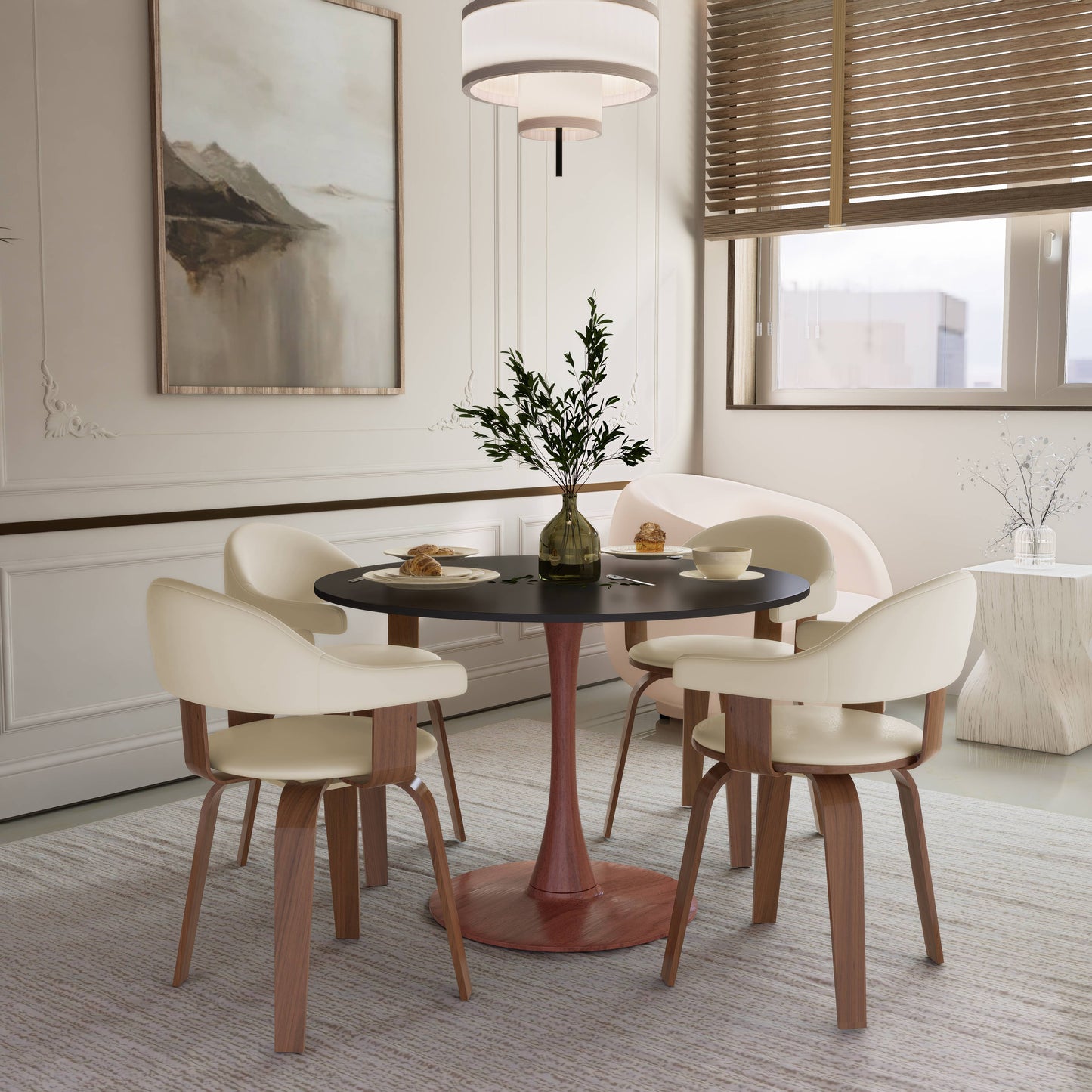 Bristol 35" Round Dining Table Wood Transfer Cherry/Natural/Walnut Base with MDF Table Top