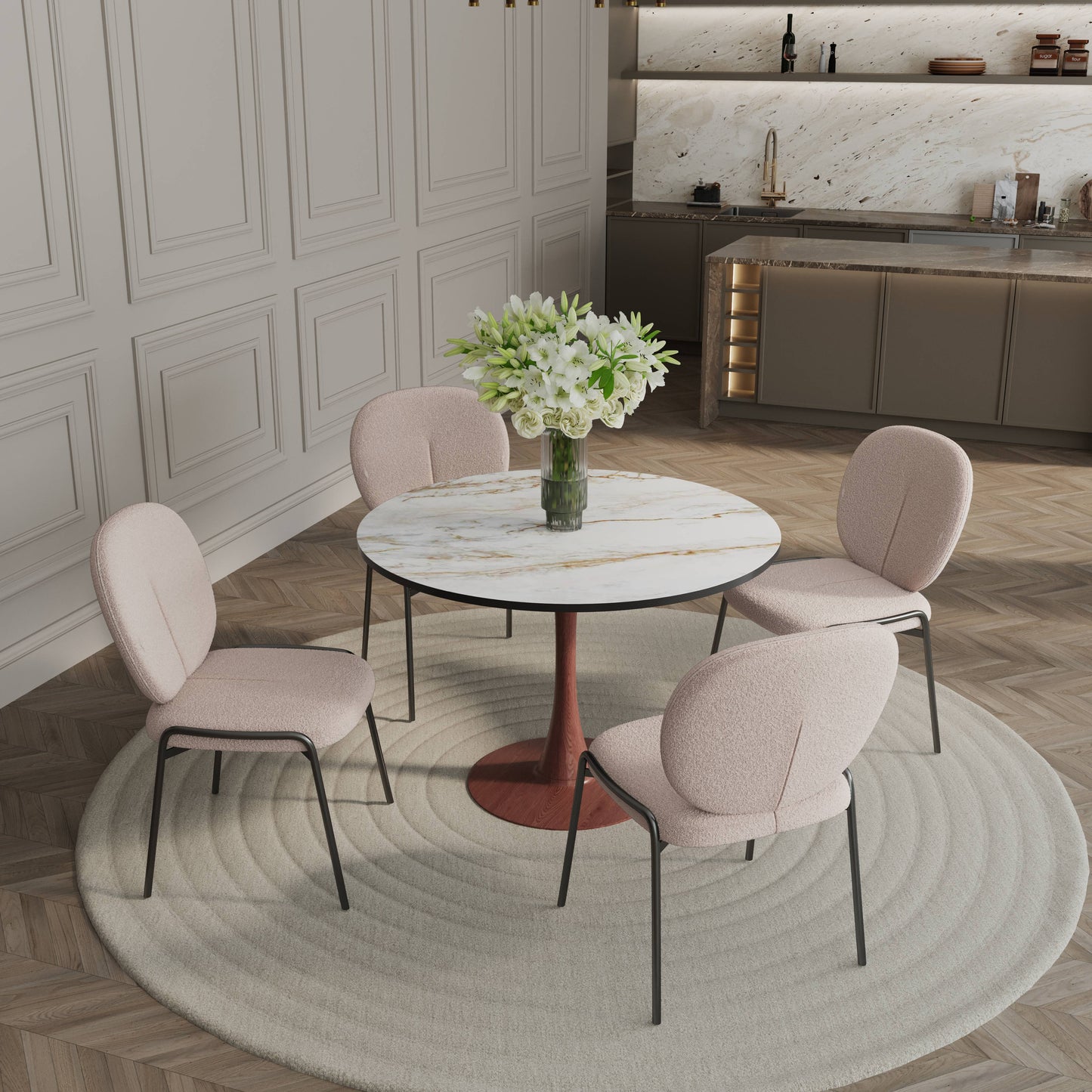 Bristol 35" Round Dining Table Wood Transfer Cherry/Natural/Walnut Base with MDF Table Top