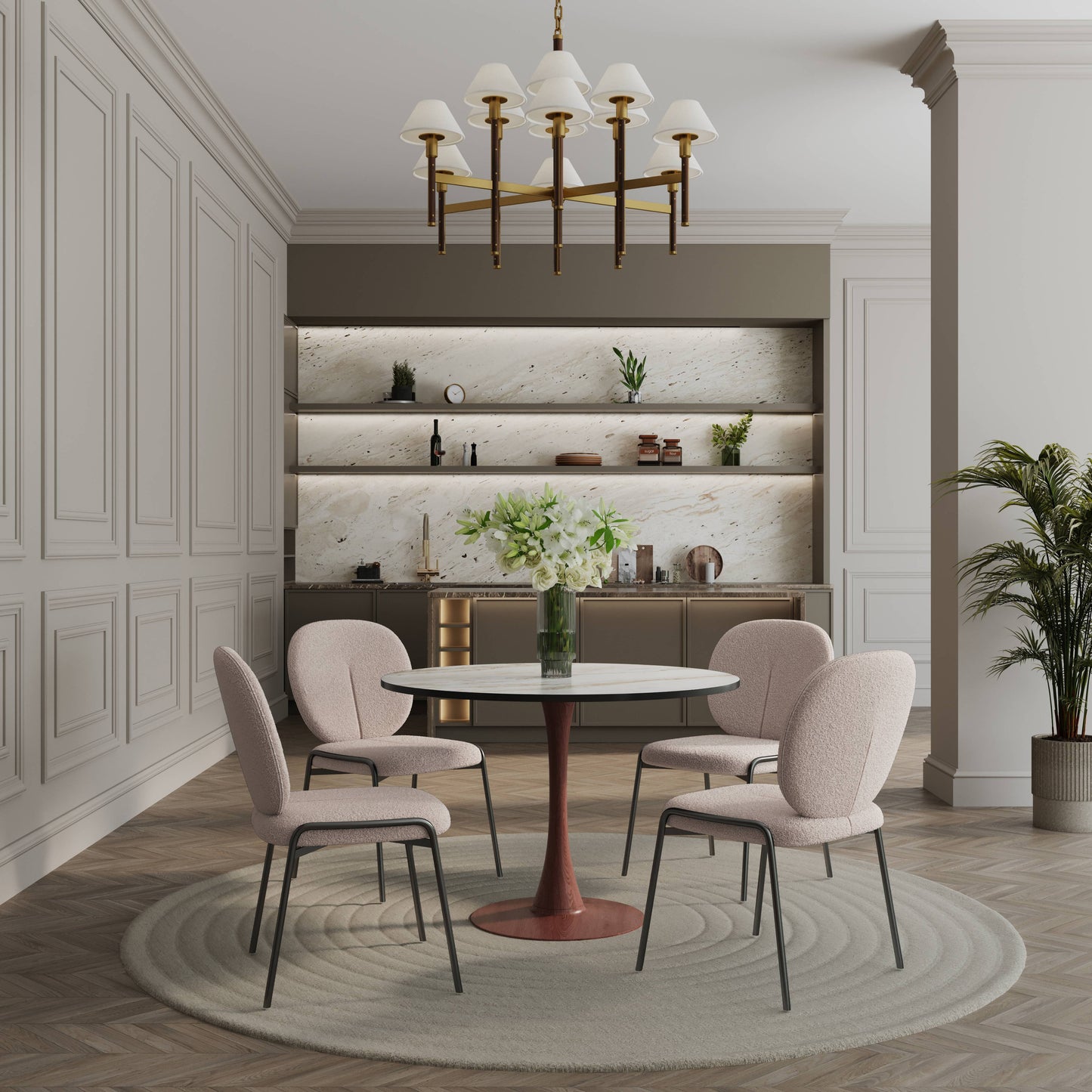 Bristol 35" Round Dining Table Wood Transfer Cherry/Natural/Walnut Base with MDF Table Top