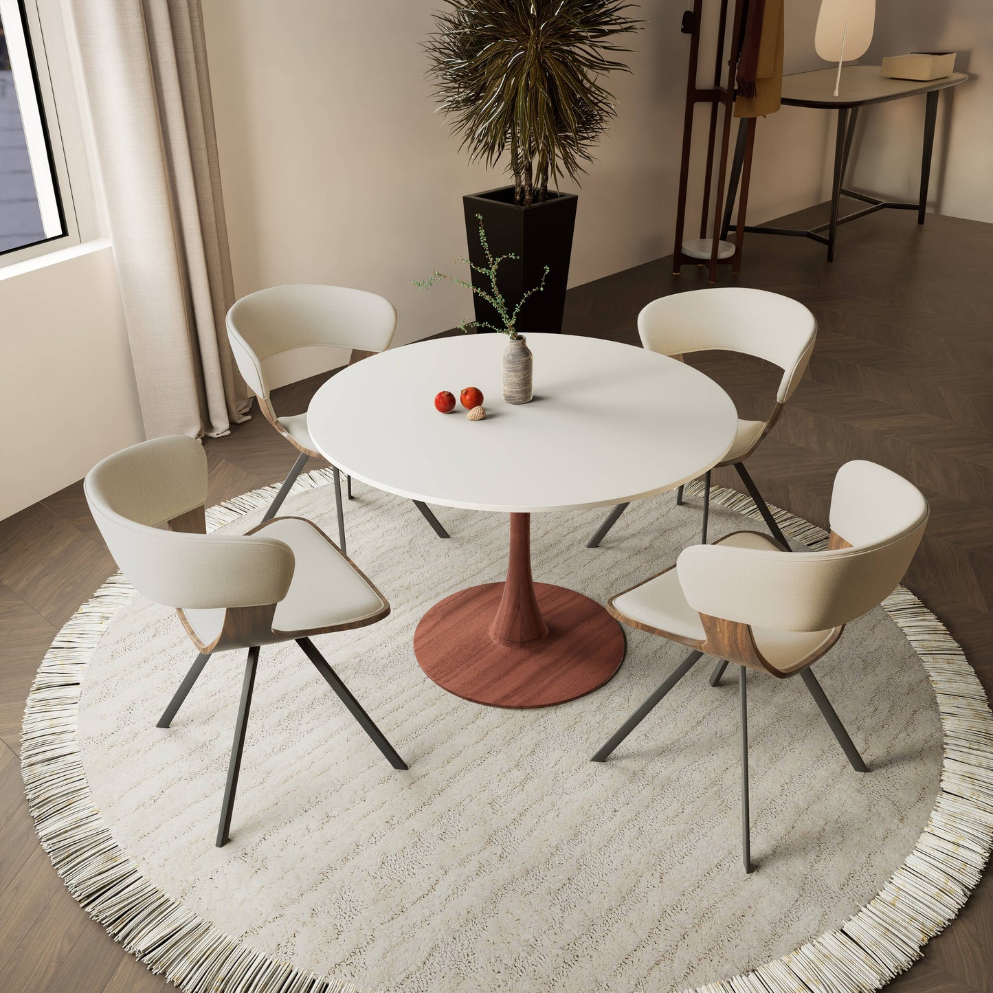 Bristol 35" Round Dining Table Wood Transfer Cherry/Natural/Walnut Base with MDF Table Top