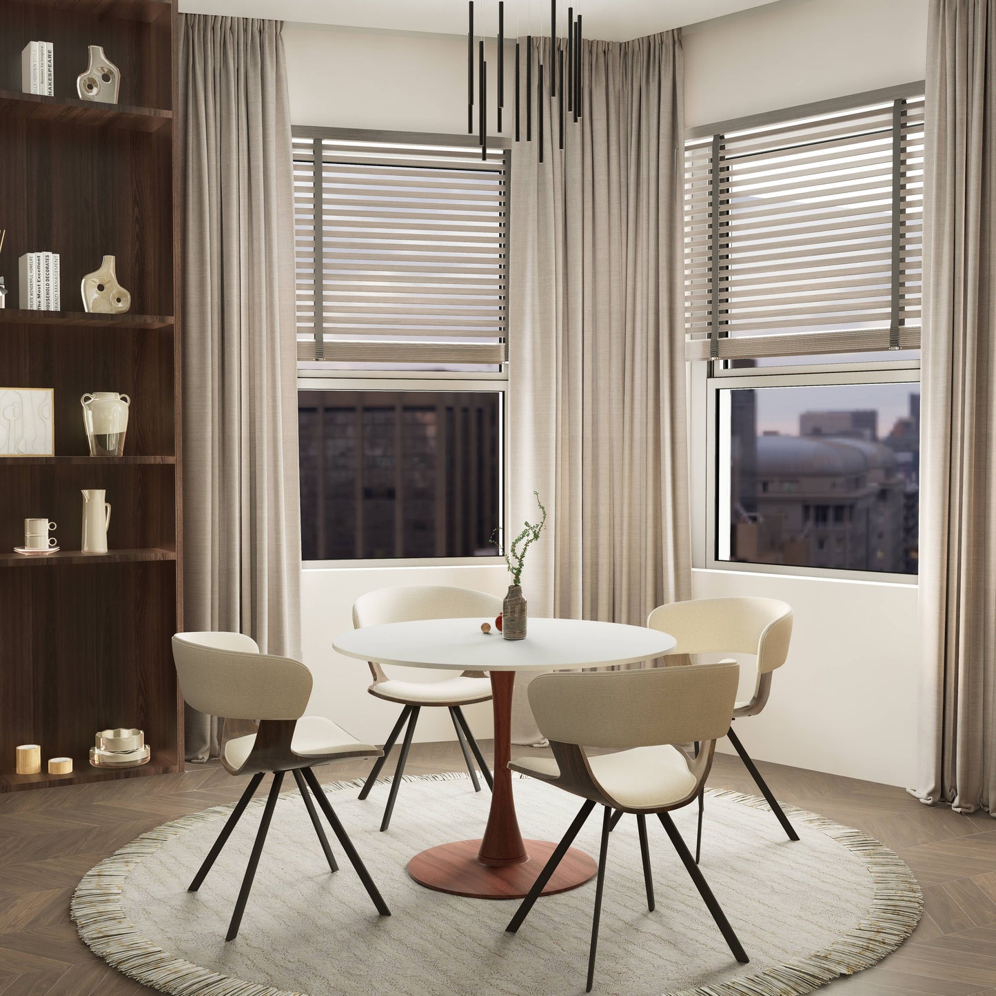 Bristol 35" Round Dining Table Wood Transfer Cherry/Natural/Walnut Base with MDF Table Top