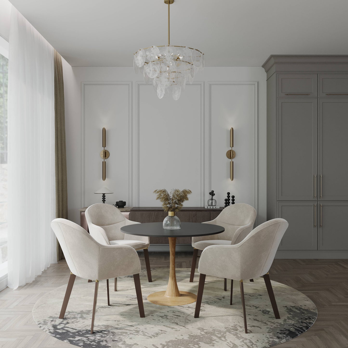 Bristol 35" Round Dining Table Wood Transfer Cherry/Natural/Walnut Base with MDF Table Top