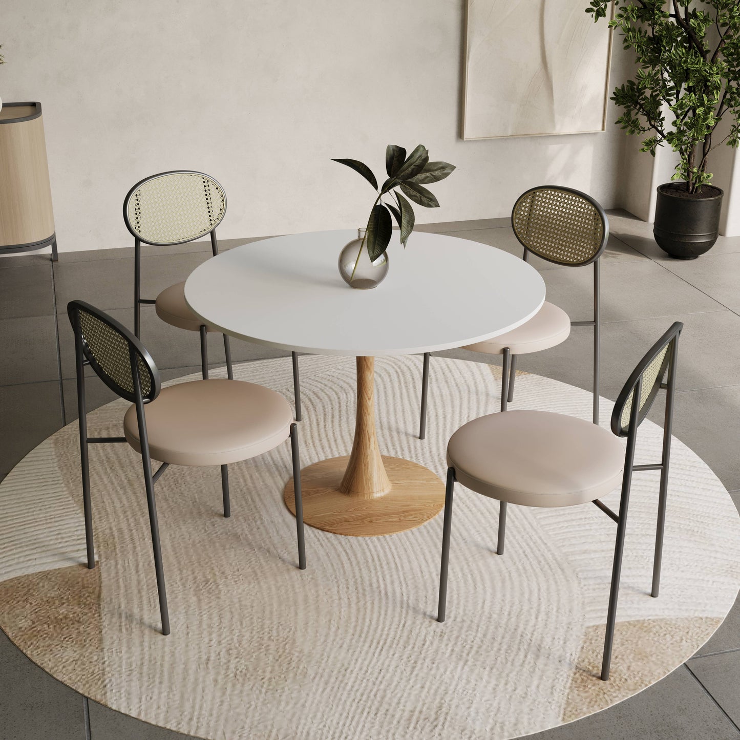 Bristol 35" Round Dining Table Wood Transfer Cherry/Natural/Walnut Base with MDF Table Top