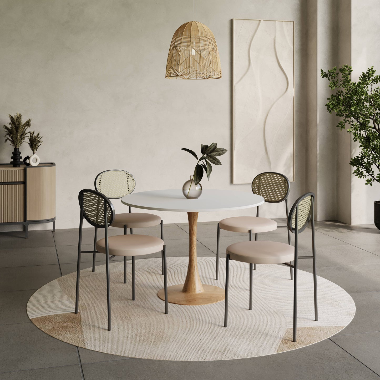 Bristol 35" Round Dining Table Wood Transfer Cherry/Natural/Walnut Base with MDF Table Top
