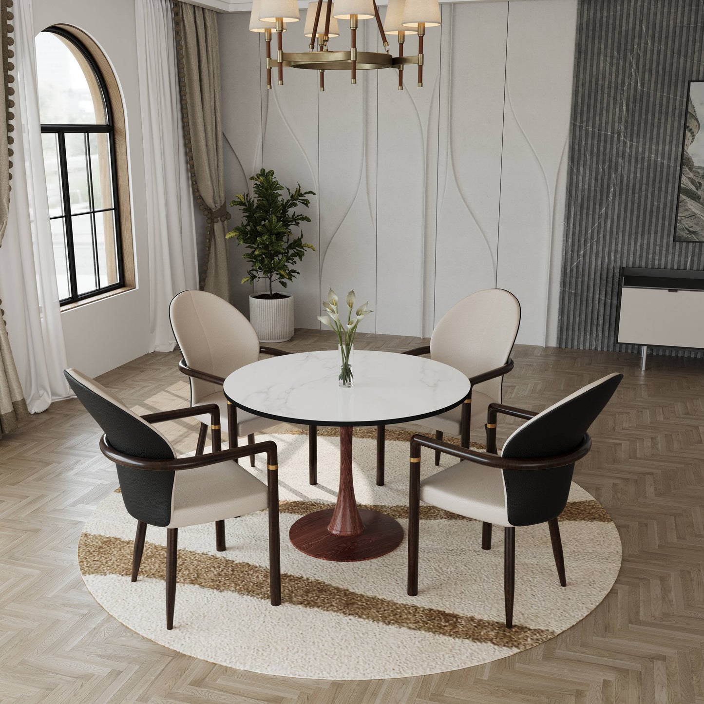 Bristol 35" Round Dining Table Wood Transfer Cherry/Natural/Walnut Base with MDF Table Top