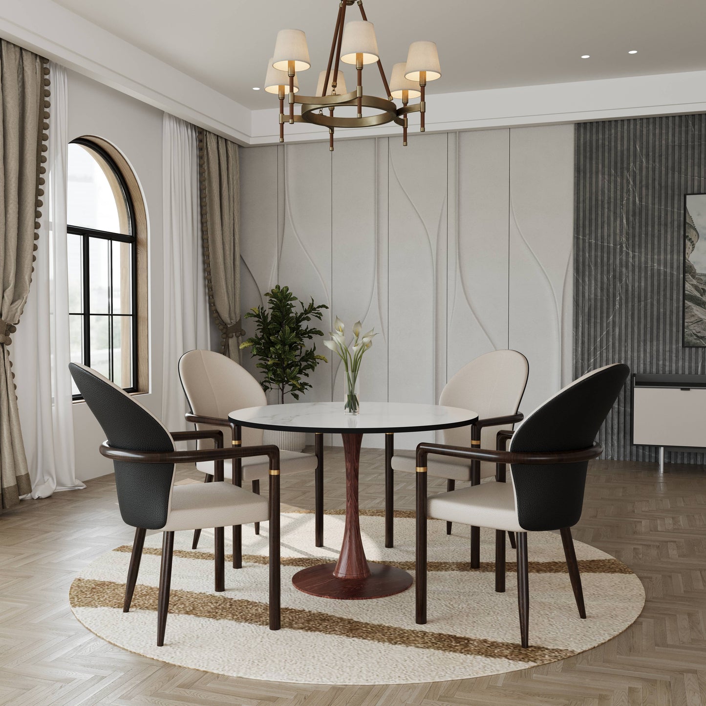 Bristol 35" Round Dining Table Wood Transfer Cherry/Natural/Walnut Base with MDF Table Top
