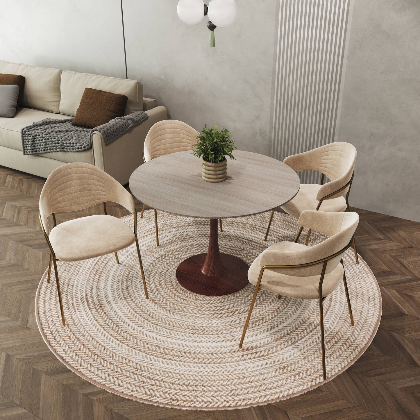 Bristol 35" Round Dining Table Wood Transfer Cherry/Natural/Walnut Base with MDF Table Top