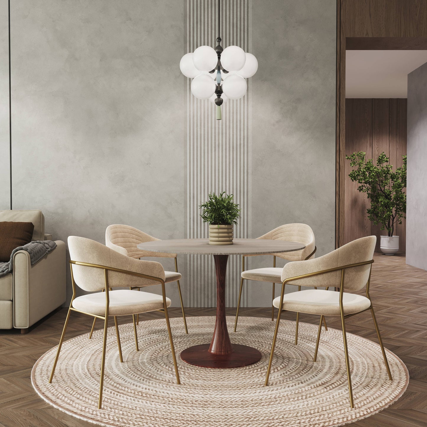 Bristol 35" Round Dining Table Wood Transfer Cherry/Natural/Walnut Base with MDF Table Top
