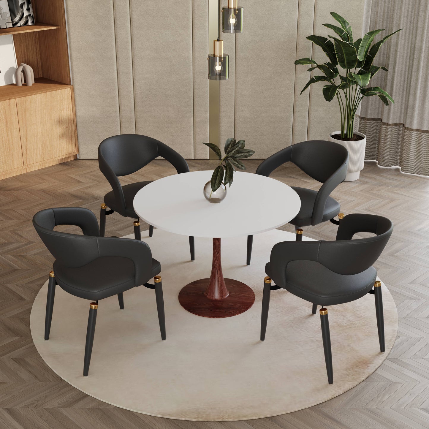 Bristol 35" Round Dining Table Wood Transfer Cherry/Natural/Walnut Base with MDF Table Top