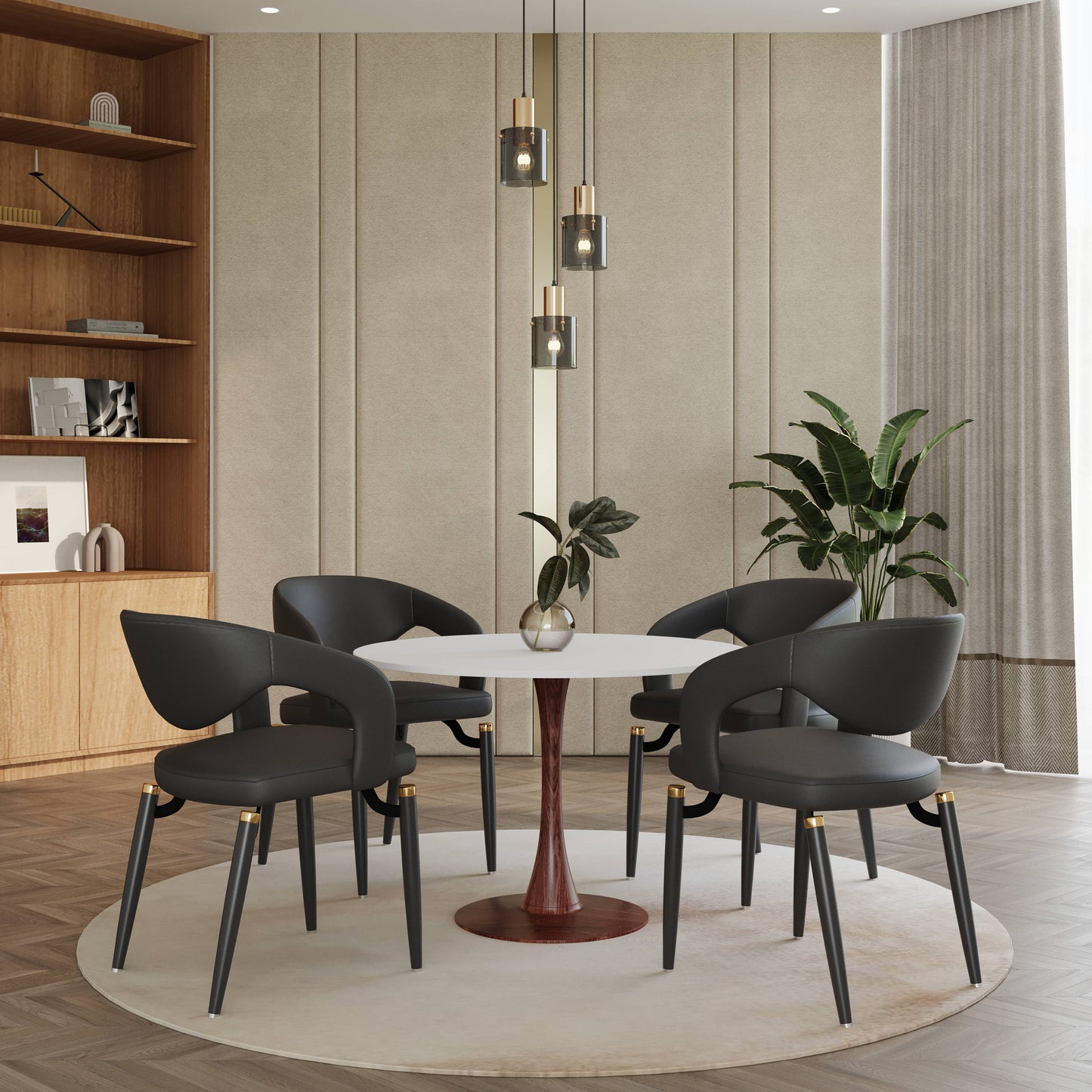Bristol 35" Round Dining Table Wood Transfer Cherry/Natural/Walnut Base with MDF Table Top