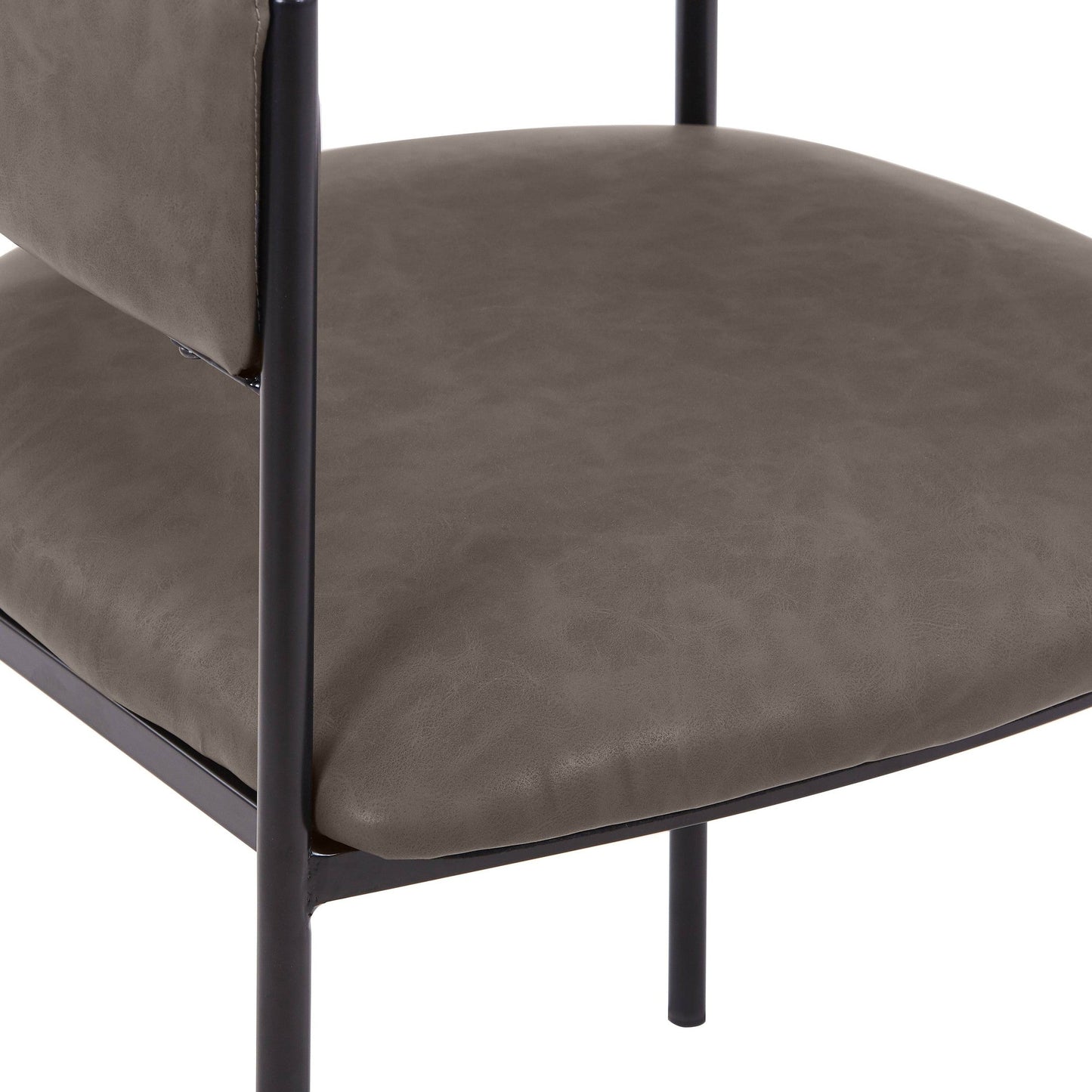 Cyril Dining Chair in Leather/Velvet with Open Back Design and Powder-Coated Iron Frame Set of 4