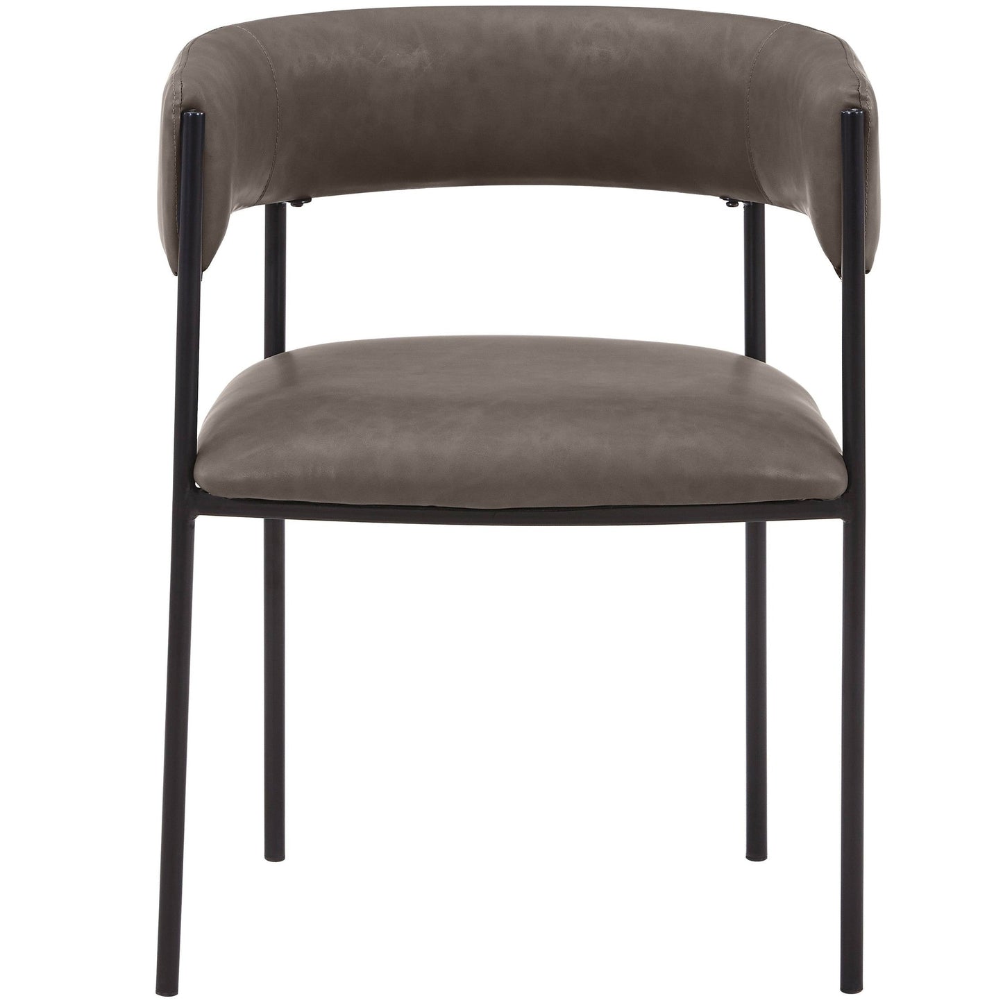 Cyril Dining Chair in Leather/Velvet with Open Back Design and Powder-Coated Iron Frame Set of 4