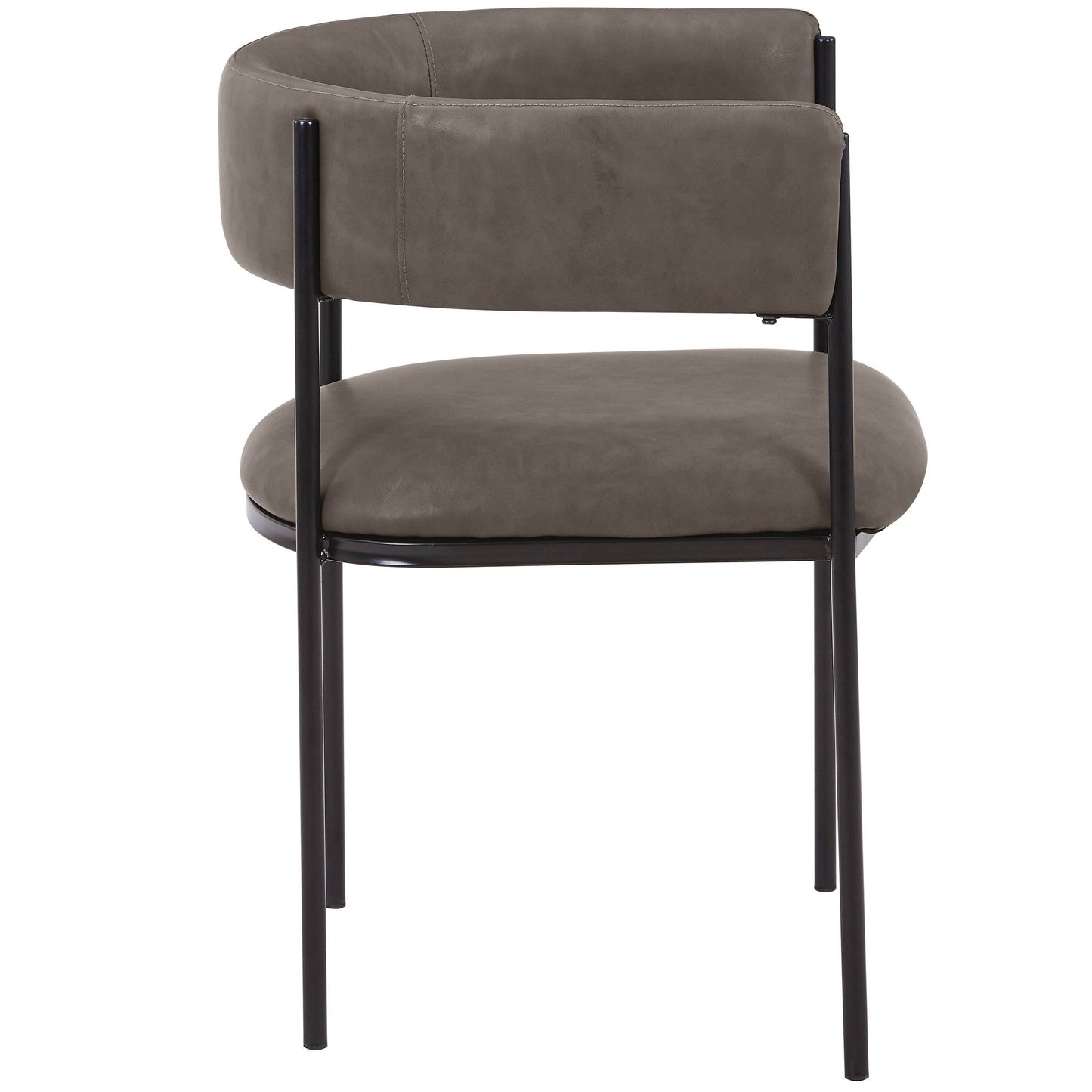 Cyril Dining Chair in Leather/Velvet with Open Back Design and Powder-Coated Iron Frame Set of 4