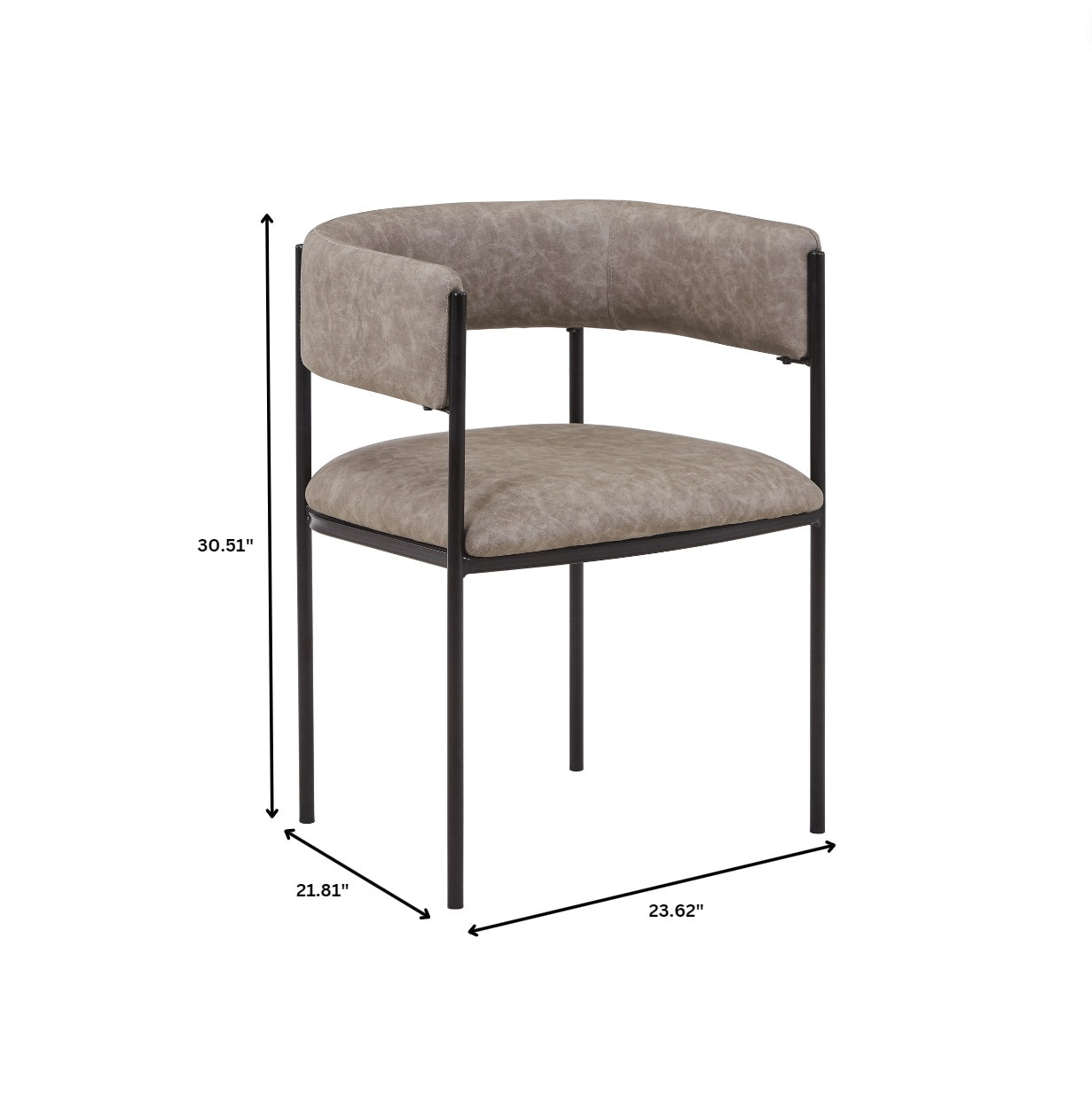 Cyril Dining Chair in Leather/Velvet with Open Back Design and Powder-Coated Iron Frame Set of 2