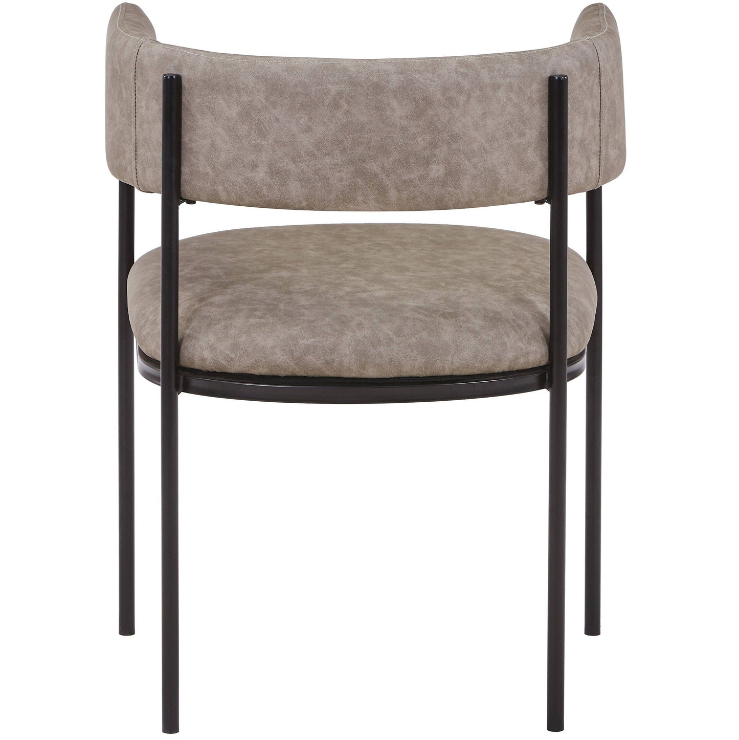 Cyril Dining Chair in Leather/Velvet with Open Back Design and Powder-Coated Iron Frame Set of 4