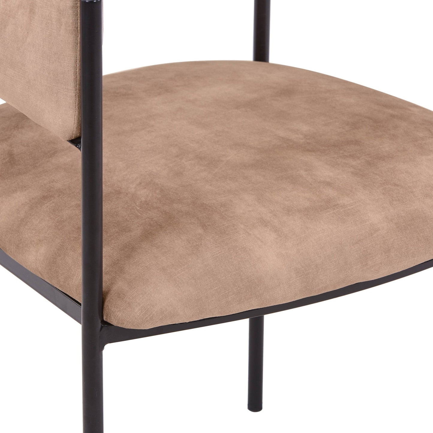 Cyril Dining Chair in Leather/Velvet with Open Back Design and Powder-Coated Iron Frame Set of 4