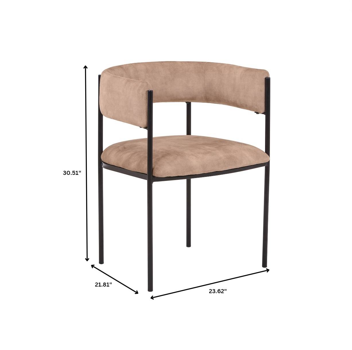 Cyril Dining Chair in Leather/Velvet with Open Back Design and Powder-Coated Iron Frame Set of 4