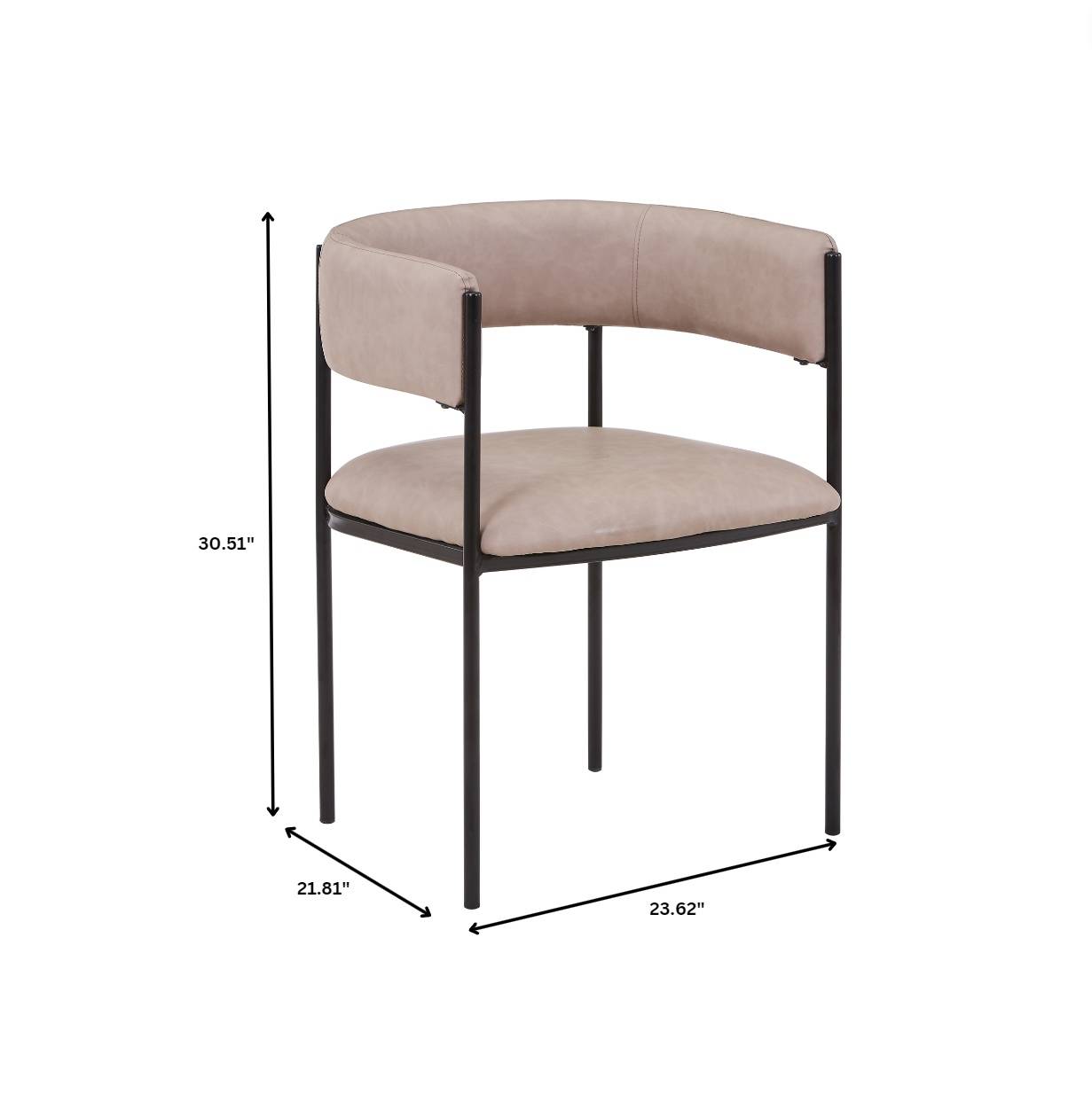 Cyril Dining Chair in Leather/Velvet with Open Back Design and Powder-Coated Iron Frame Set of 4