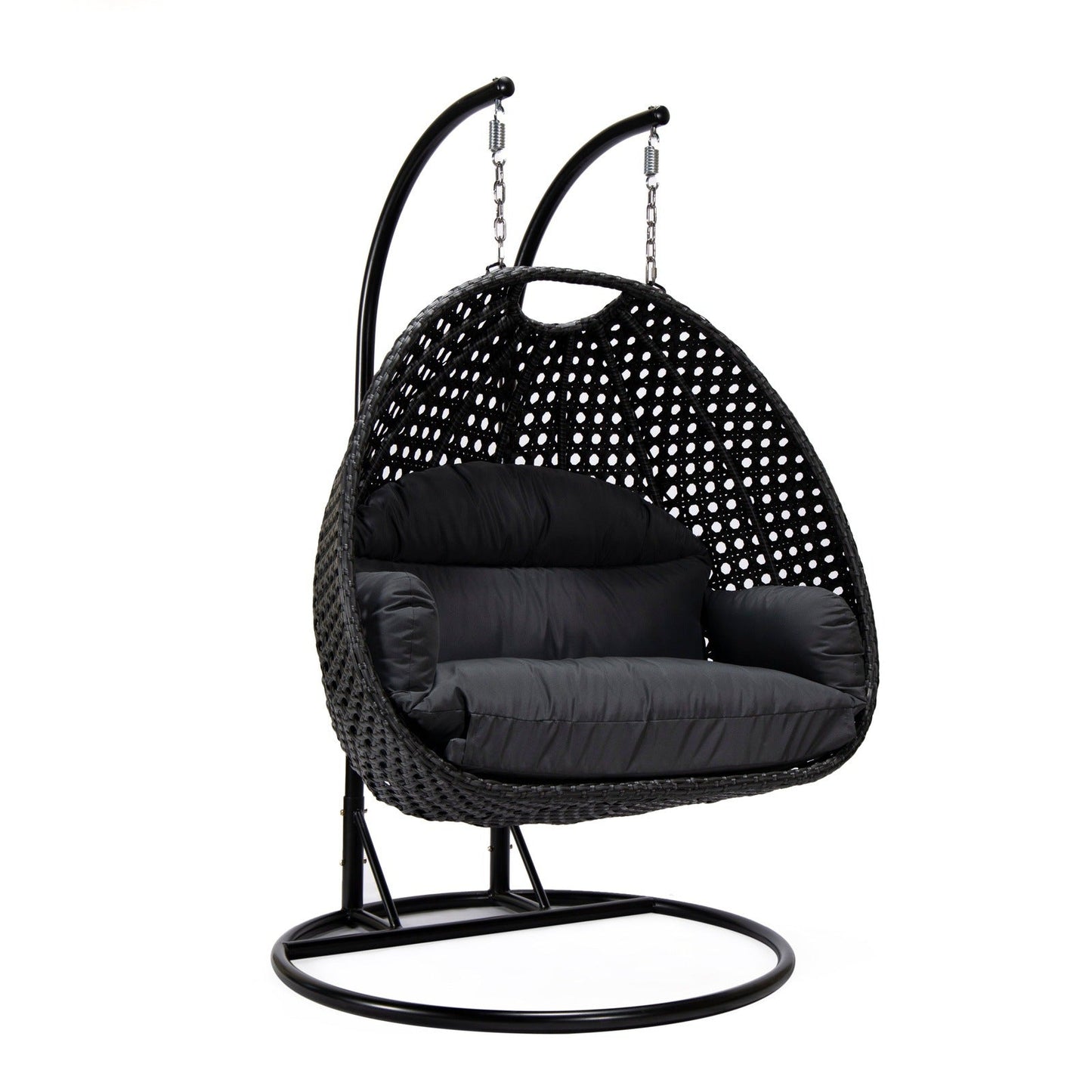 Mendoza 2-Person Wicker Hanging Egg Swing Chair with Removable Cushions with Iron Base