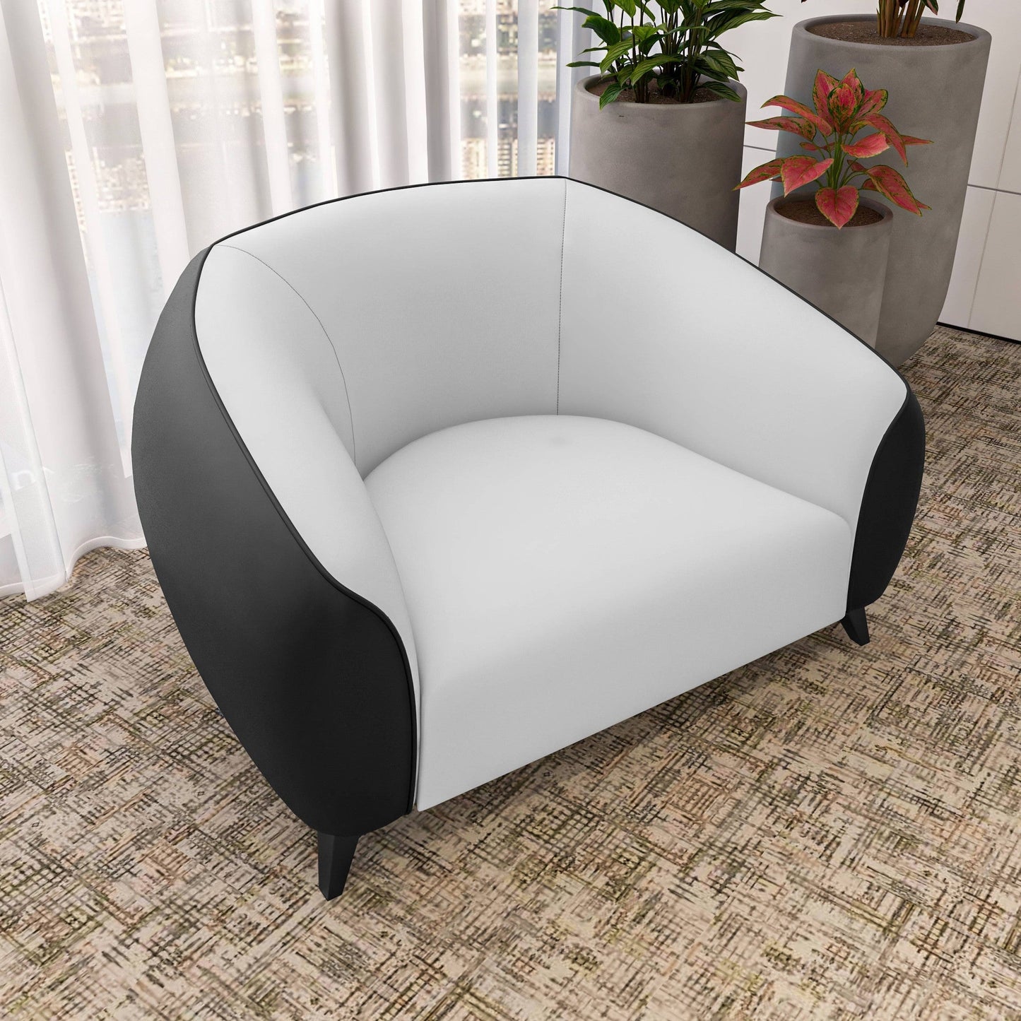 Opula Single-Seater Leather Sofa Accent Armchair with Stainless Steel Legs