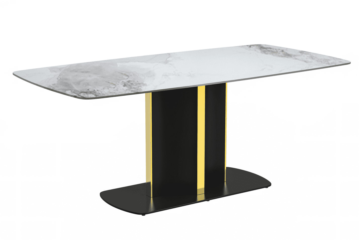 Sylva Rectangular Dining Table with Glass/Sintered Stone Tabletop in Gold Steel