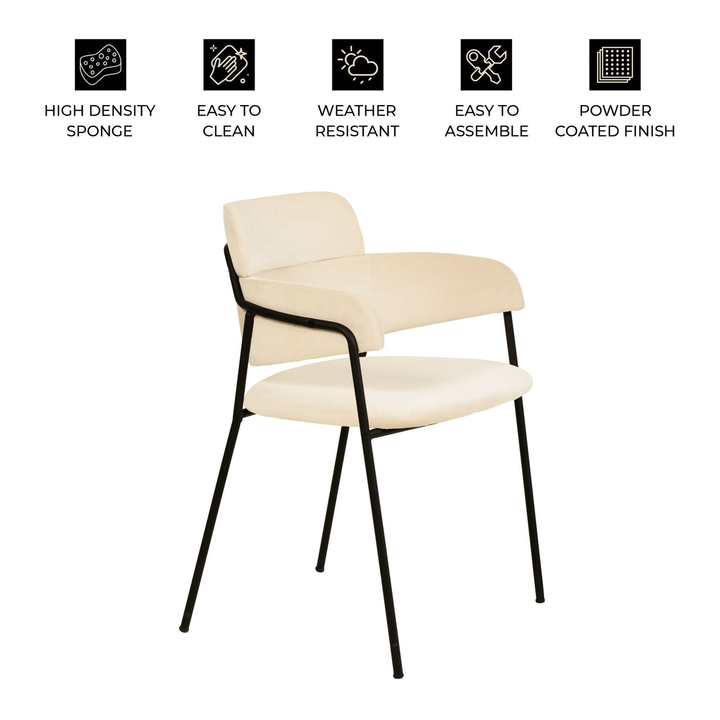 Axis Upholstered Dining Chair with Powder-Coated Stainless Steel Legs Set of 4