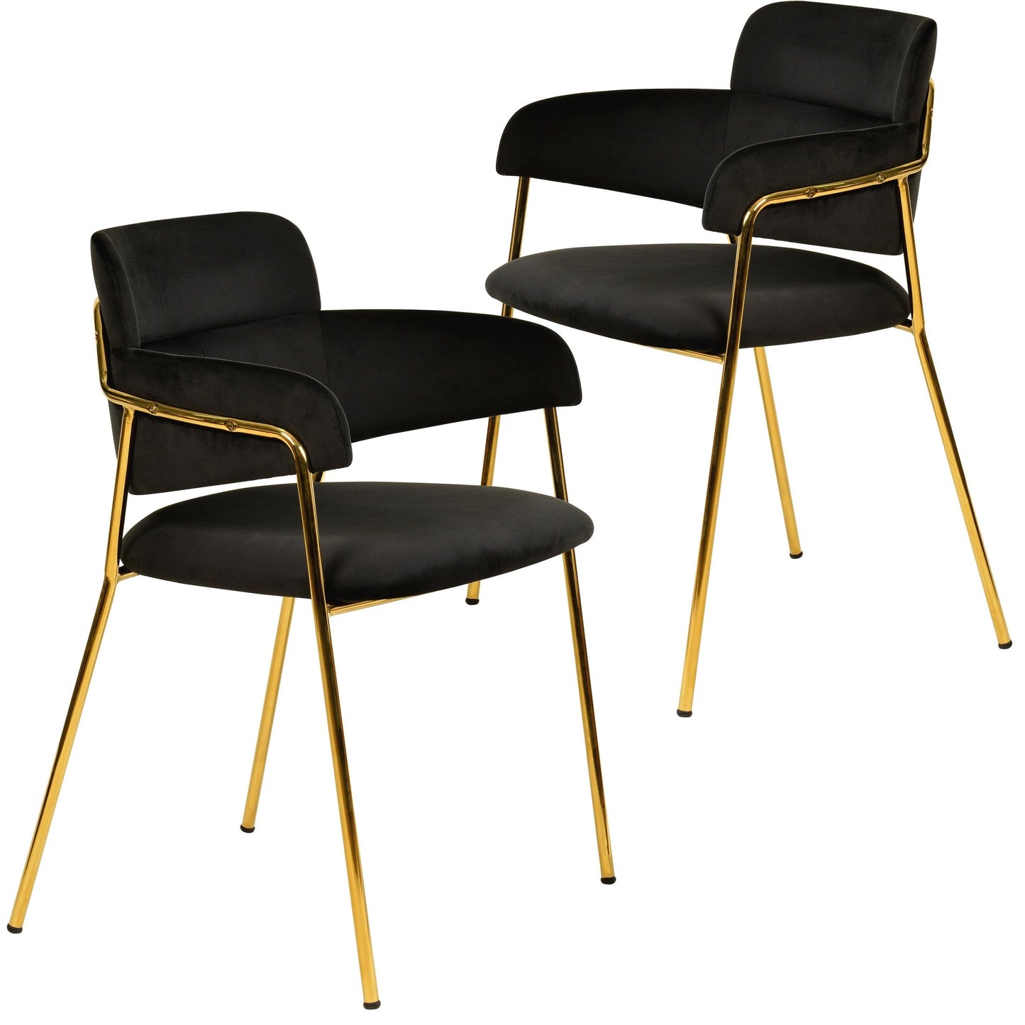 Axis Upholstered Dining Chairs Curved Open-Back & Gold Legs Set of 2