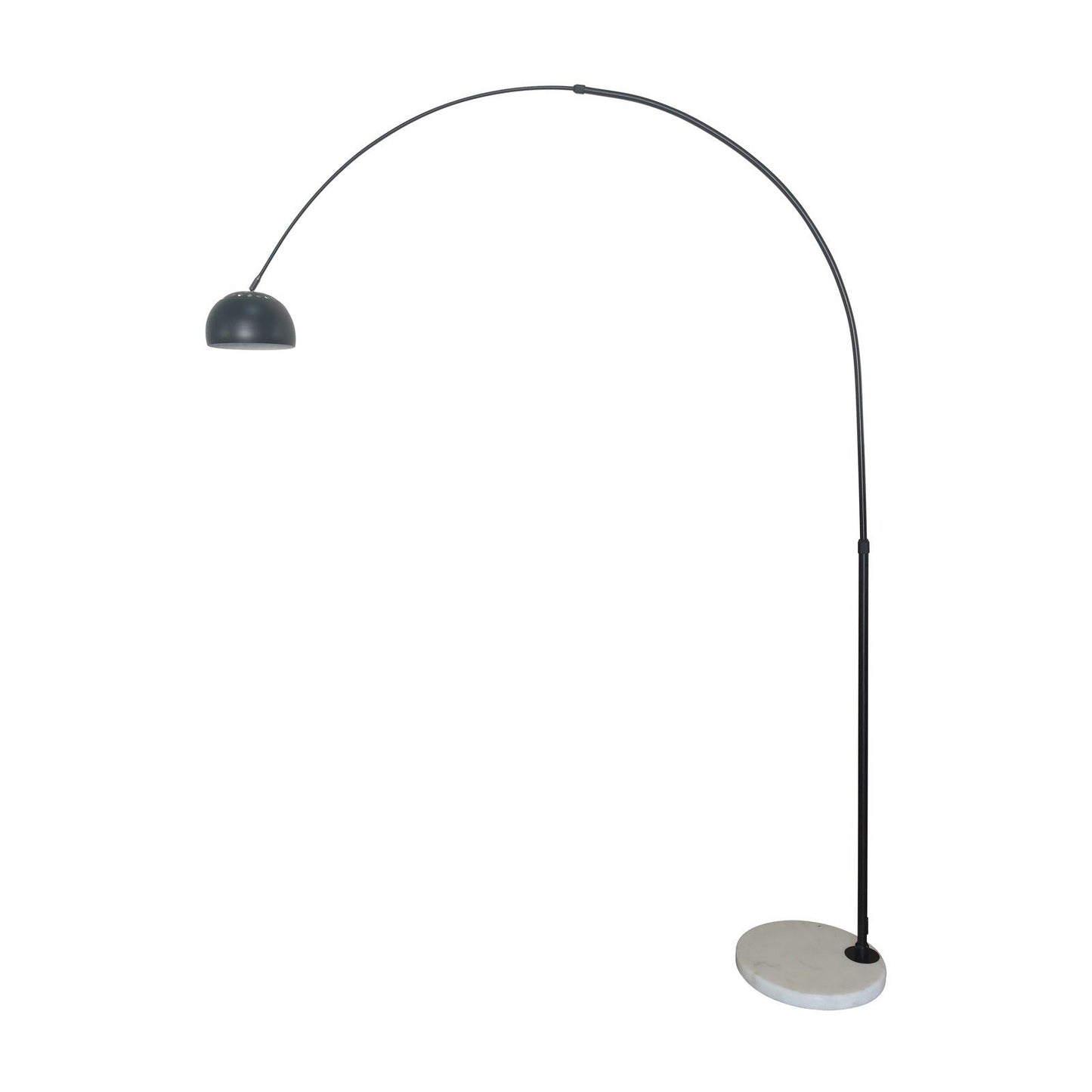 Arco Modern Arched Floor Lamp 76" Height with White Round Marble Base and Metal Dome Lamp Shade