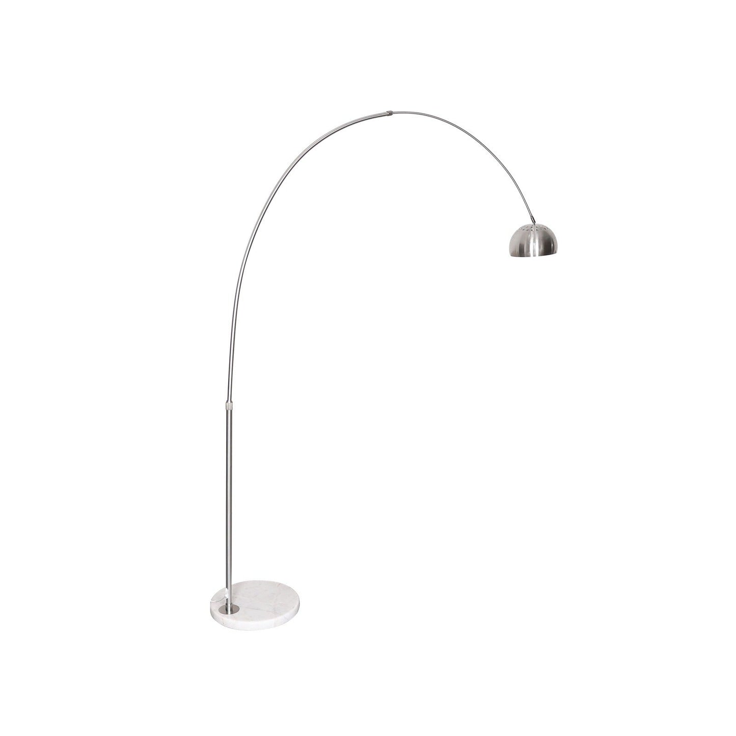 Arco Modern Arched Floor Lamp 76" Height with White Round Marble Base and Metal Dome Lamp Shade