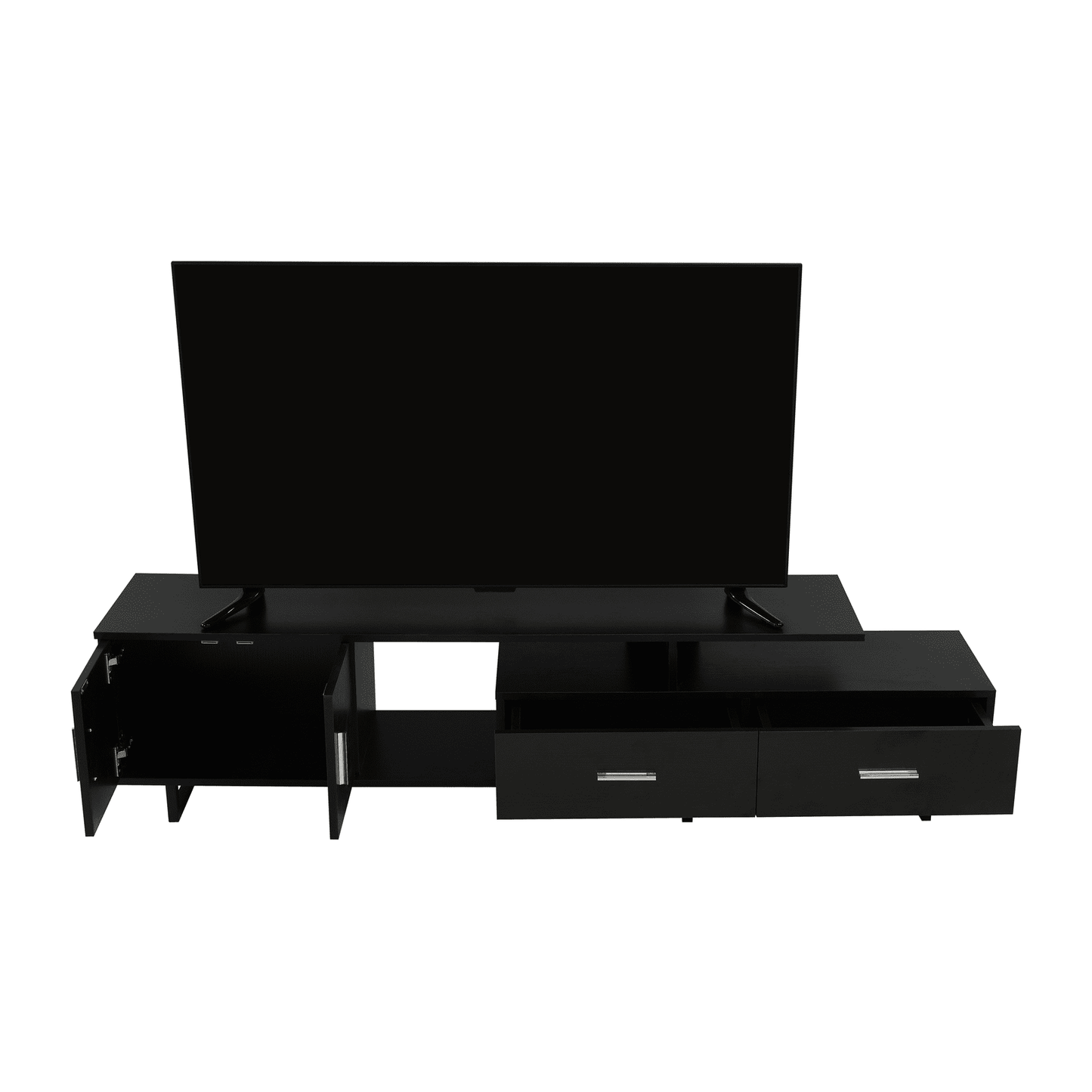 Avery Mid-Century Modern TV Stand with MDF Cabinet and Powder Coated Steel Legs