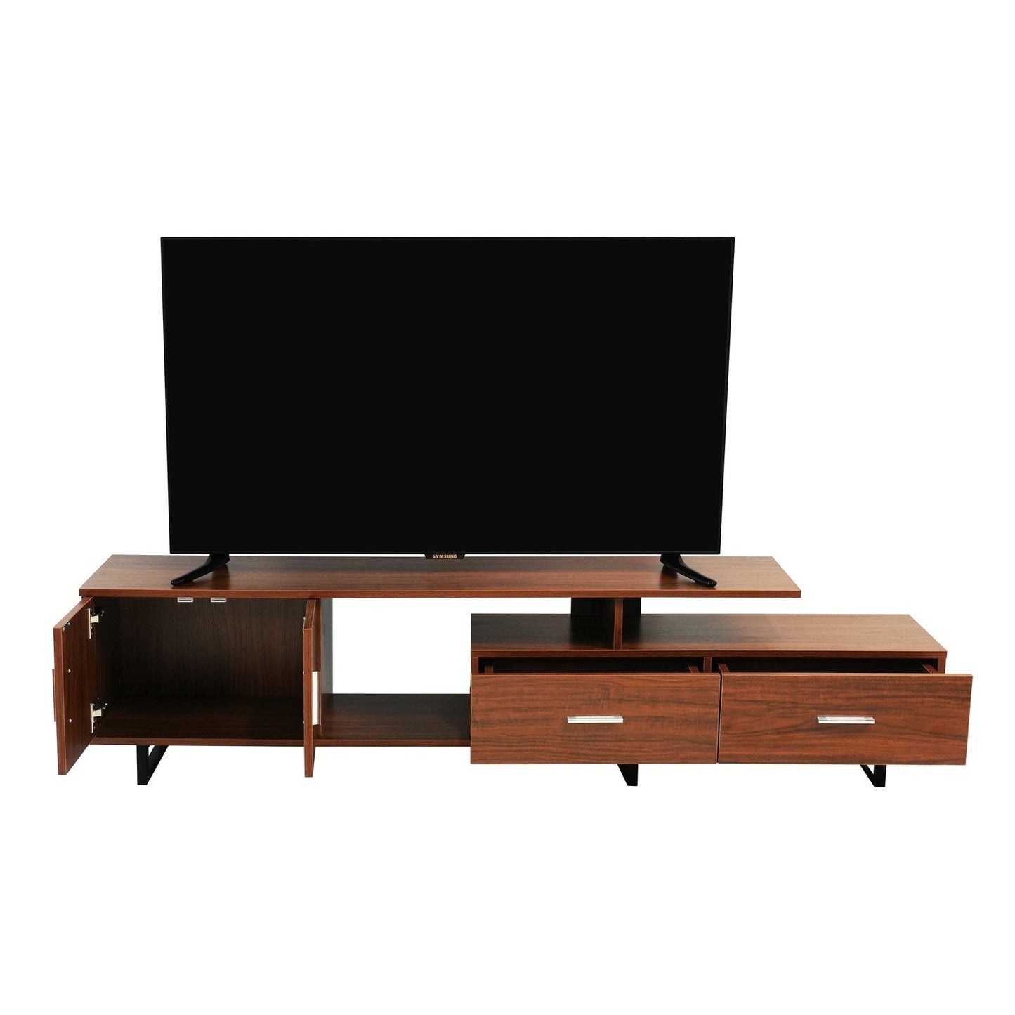 Avery Mid-Century Modern TV Stand with MDF Cabinet and Powder Coated Steel Legs