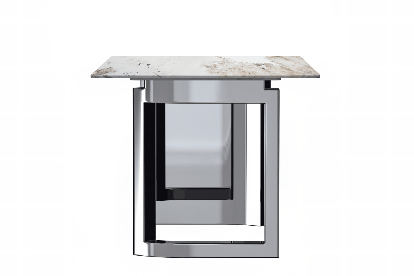 Astra Rectangular Dining Table with Stone/Glass Tabletop and Stainless-Steel Base