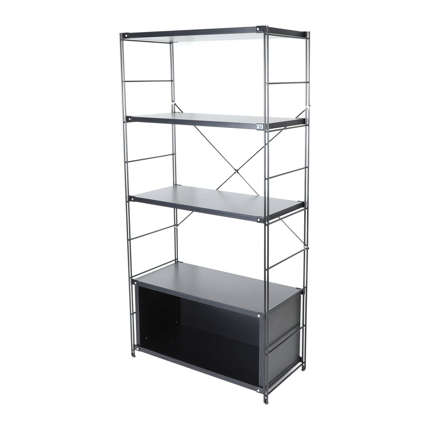 Brentwood Etagere Bookcase with White Powder Coated Steel Frame and Melamine Board Shelves