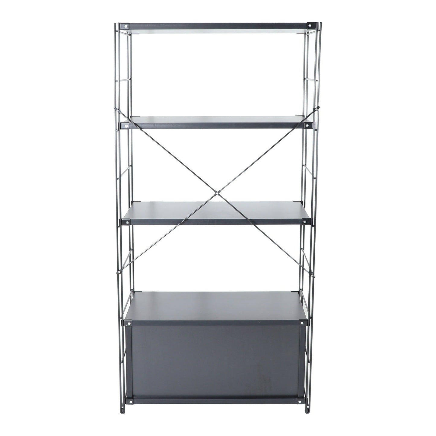 Brentwood Etagere Bookcase with White Powder Coated Steel Frame and Melamine Board Shelves