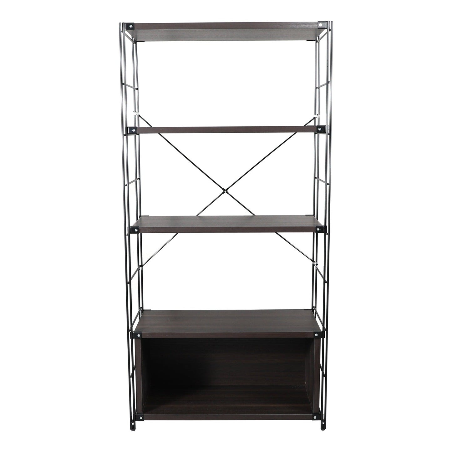 Brentwood Etagere Bookcase with White Powder Coated Steel Frame and Melamine Board Shelves