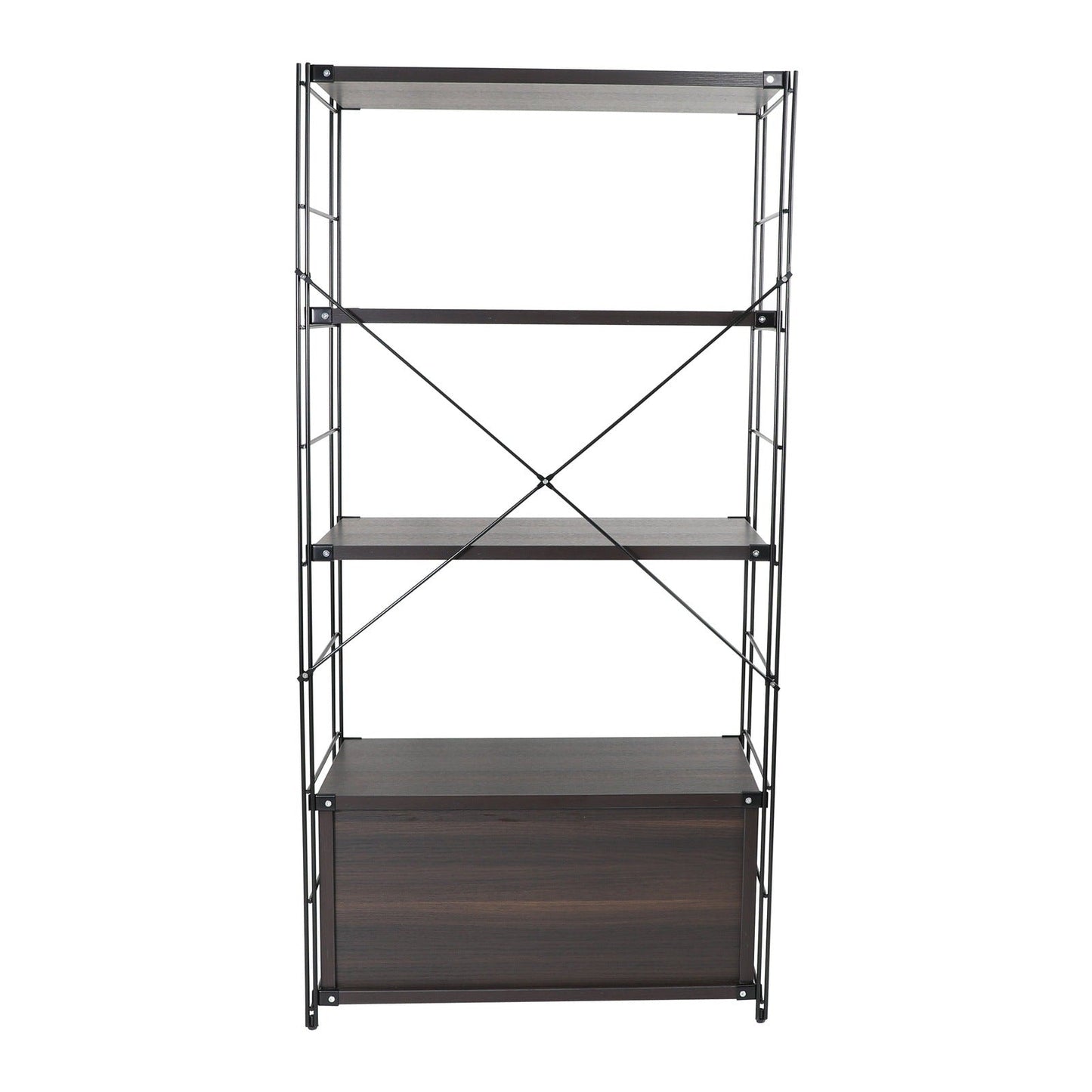 Brentwood Etagere Bookcase with White Powder Coated Steel Frame and Melamine Board Shelves