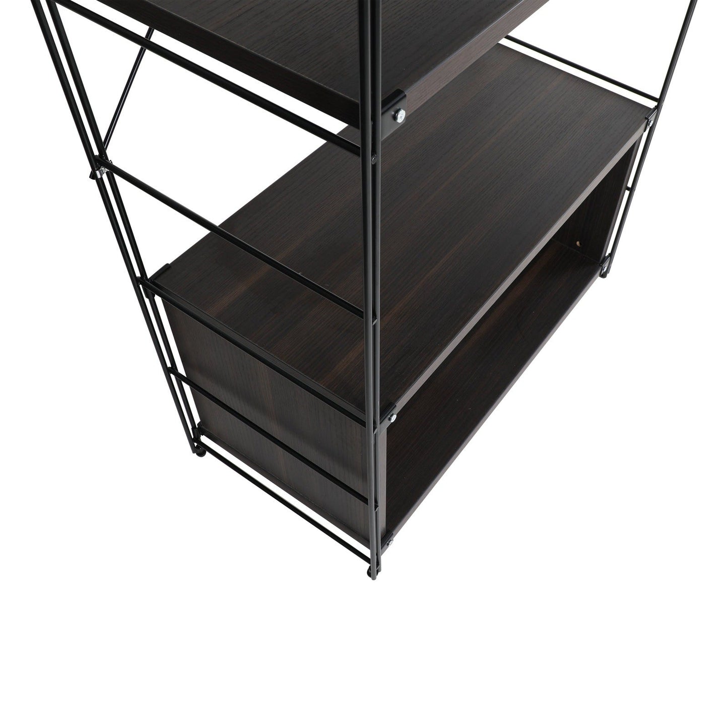 Brentwood Etagere Bookcase with White Powder Coated Steel Frame and Melamine Board Shelves
