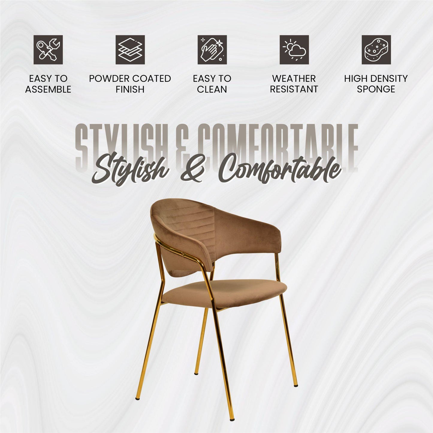 Bella Modern Dining Chair Upholstered in Leather With Stainless Steel Base Set of 2
