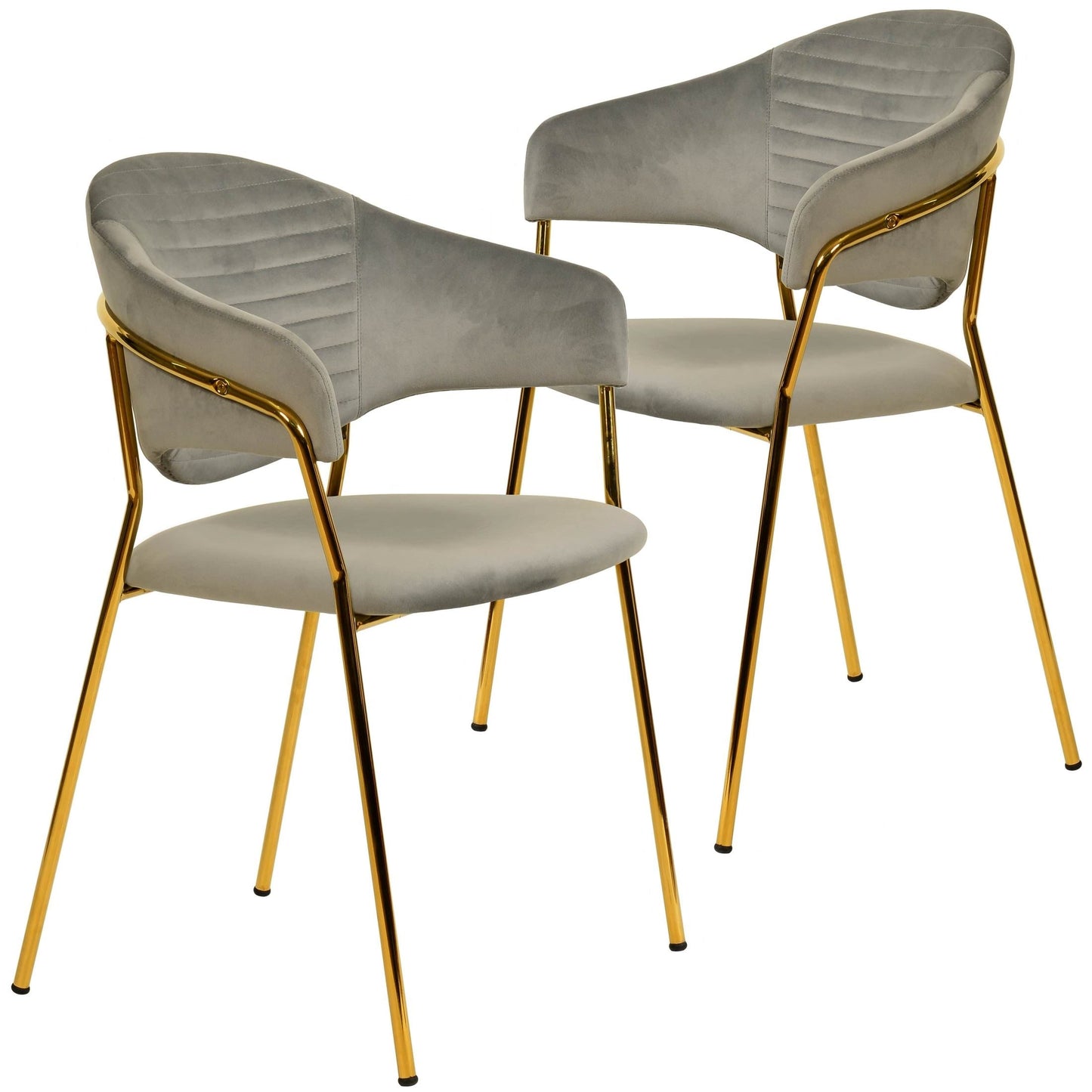 Bella Modern Dining Chair Upholstered in Leather With Stainless Steel Base Set of 2