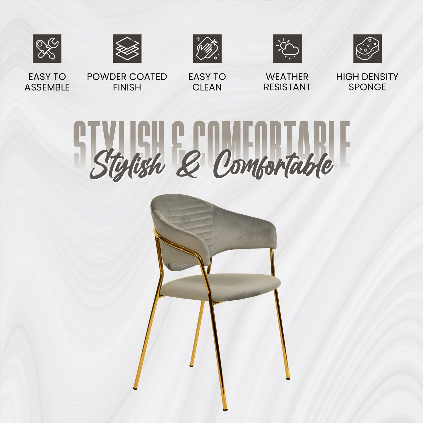 Bella Modern Dining Chair Upholstered in Leather With Stainless Steel Base Set of 2