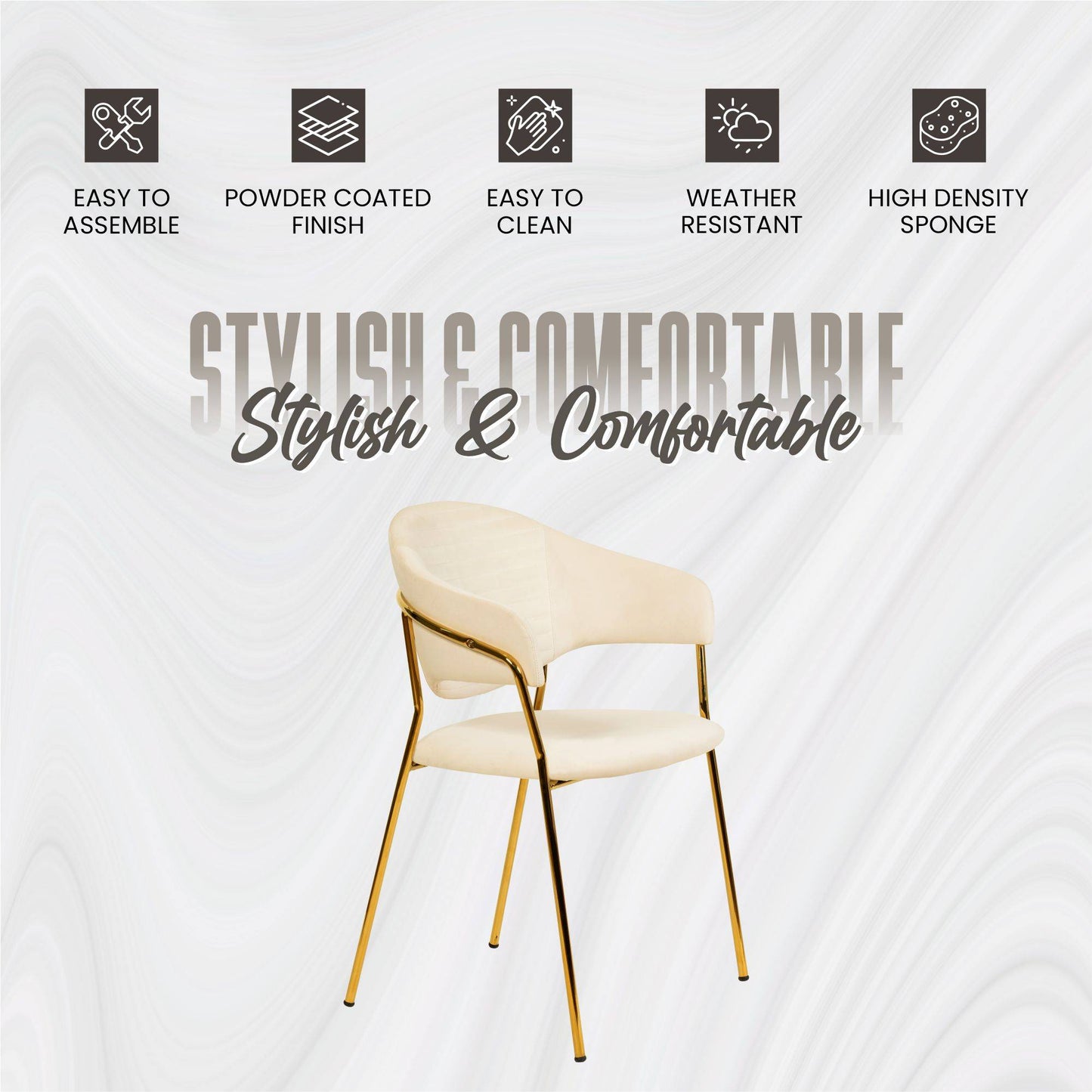 Bella Modern Dining Chair Upholstered in Leather With Stainless Steel Base Set of 2
