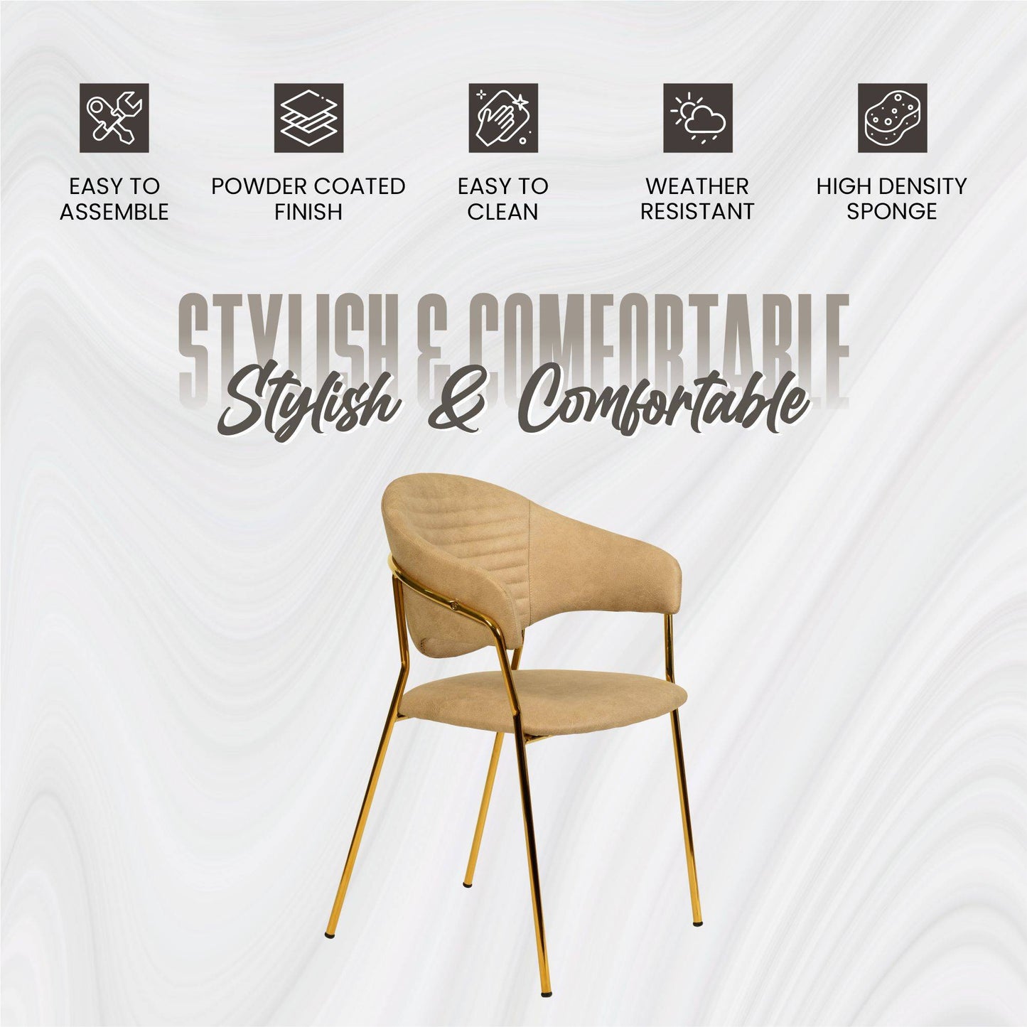 Bella Modern Dining Chair Upholstered in Leather With Stainless Steel Base Set of 4
