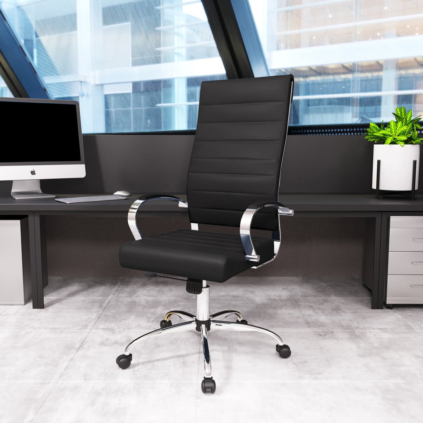 Benmar High-Back Leather Adjustable Office Conference Chair