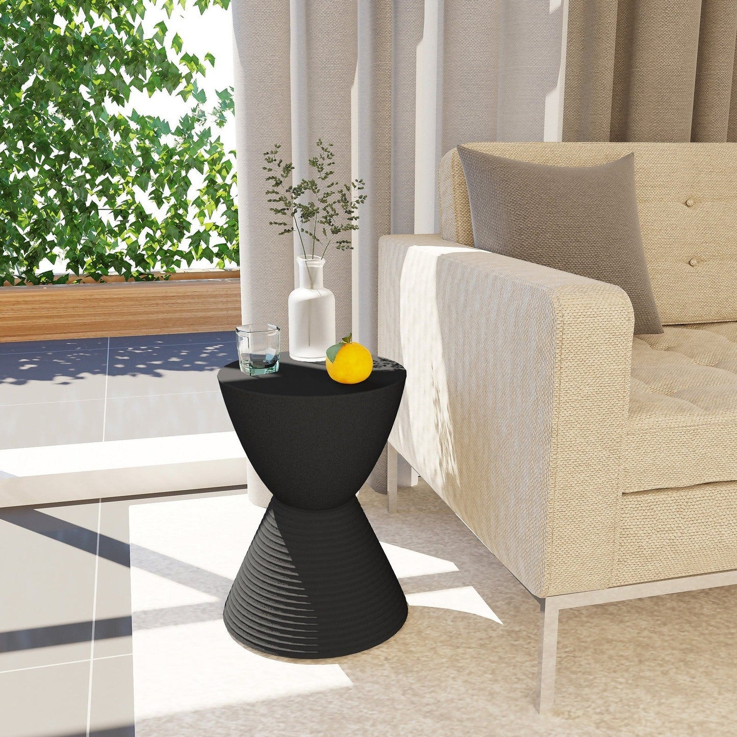 Boyd Storage Round Side End Table in Polypropylene Plastic