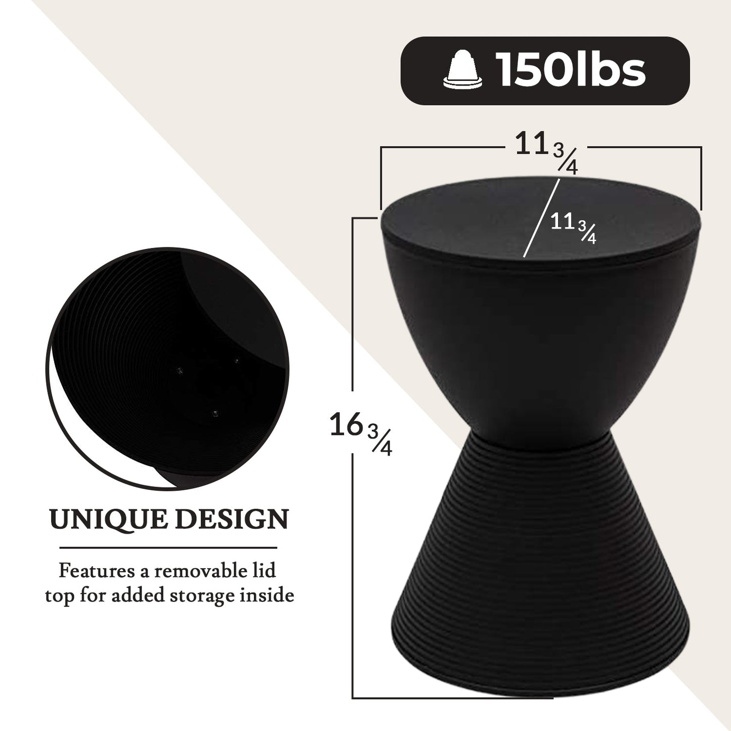 Boyd Storage Round Side End Table in Polypropylene Plastic